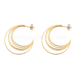 Mehrschichtige C-förmige Ohrstecker aus 304 Edelstahl&nbsp;LS-EJEW-Z098-28G