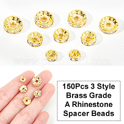 150 Stück Strass-Abstandshalterperlen aus Messing in 3 Stilen&nbsp;RB-NB0001-20-NF