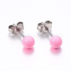 Pendientes de botón de acero inoxidable 304 pintados con aerosol&nbsp;EJEW-H353-07-F