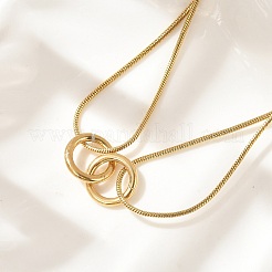 Collane a maglie ad anello singolo con catena a serpente a doppio strato in acciaio inossidabile 304&nbsp;NJEW-R017-01G