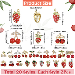 40 pendentif en alliage fraise et cerise&nbsp;FIND-SC0019-91