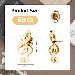 6 unidad de broche de solapa con forma de nota musical&nbsp;JEWB-FH0003-12G