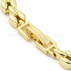 Braccialetti da donna con catena a maglie a foglia in ottone con micro pavé di zirconi trasparenti&nbsp;BJEW-R315-01B-G