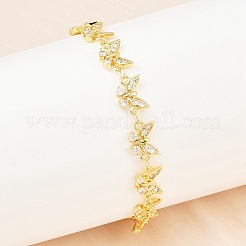 Bracelets à maillons en laiton micro pavé en oxyde de zirconium transparent pour femmes&nbsp;BJEW-A090-10D-G