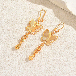 Boucles d'oreilles créoles à pampilles papillon en laiton&nbsp;GT6023