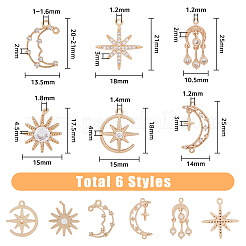 24pcs 6 styles pendentifs en laiton micro pavé de zircone cubique&nbsp;KK-DC0002-84