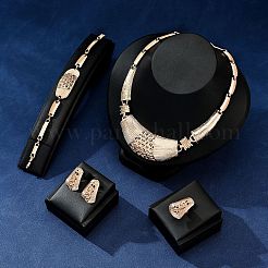 Collane con ciondolo in lega trapezoidale e orecchini pendenti a bottone e set di bracciali e anelli a maglie&nbsp;WGF76D9-01