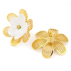Orecchini a bottone con fiore in zirconia cubica trasparente micro pavé in acciaio inossidabile 304 per donna&nbsp;EJEW-U023-06G