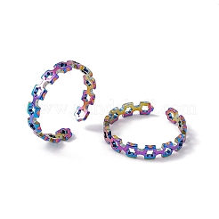 Bague en acier inoxydable 201 avec placage ionique (IP) - Bague ouverte carrée creuse pour femme&nbsp;RJEW-C045-11M