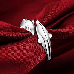 Anneaux en laiton amant de dauphin de manchette de style de façon simple&nbsp;RJEW-EE0002-003P-B