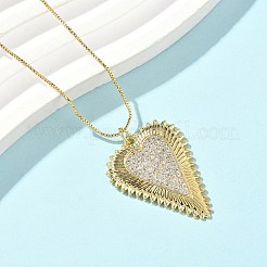 Halsketten mit Herzanhänger aus Messing mit Mikropflaster und klarem Zirkonia für Damen&nbsp;NJEW-D306-04G-B