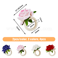 8 Stück Serviettenringe aus Polyseter mit künstlichen Rosen im 4-Stil&nbsp;DJEW-HY0001-02
