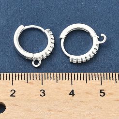 Micropave de latón claro fornituras de aretes de aro de circonio cúbico&nbsp;KK-H532-14B-S
