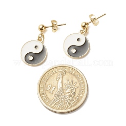 3 Paar flache runde Ohrringe im 3-Stil mit Yin-Yang-Legierungs-Emaille-Ohrringen und Ohrsteckern und Brisuren&nbsp;EJEW-JE04893