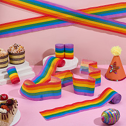 Serpentinas de papel crepé de arcoíris para decoración de fiesta de cumpleaños&nbsp;DIY-WH0622-448