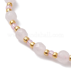 Braccialetto regolabile con perline intrecciate di quarzo rosa naturale e vetro&nbsp;BJEW-JB10137-06
