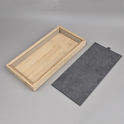 Rechteckige Schmuckaufbewahrungstabletts aus Holz und Samt für Halsketten&nbsp;ODIS-WH0099-276A