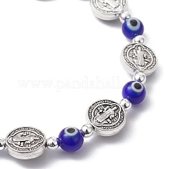 Böse Augen Stretch-Armband aus Bunte Malerei- und Legierungsperlen&nbsp;BJEW-JB09671