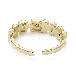 Placage en rack laiton micro pavé de zircone cubique anneaux de manchette ouverts&nbsp;RJEW-K257-23G