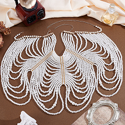 Mehrschichtige Chokerhalsketten aus ABS-Kunststoff mit weißen&nbsp;NJEW-WH0036-020KCG