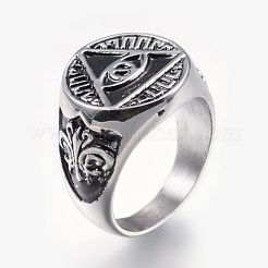Siegelringe aus 304 Edelstahl für Herren&nbsp;RJEW-G092-27AS-21mm