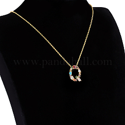 Colliers avec pendentifs initiaux en laiton doré&nbsp;NJEW-S069-JN002-Q