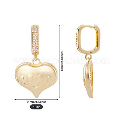 1 paio di orecchini a cerchio a forma di cuore in ottone con zirconi cubici trasparenti&nbsp;EJEW-TA0008-59