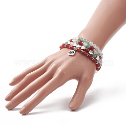 Stretch-Armbandset aus natürlichem Karneol (gefärbt und erhitzt)&nbsp;BJEW-JB09182