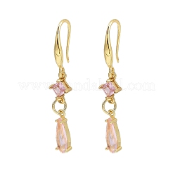 Orecchini pendenti a goccia in ottone con micro pavé di zirconi cubici&nbsp;EJEW-C156-03G