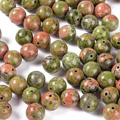 100pcs 8mm natürliche runde Unakitperlen&nbsp;DIY-LS0002-18