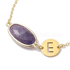 Braccialetti a maglie ovali sfaccettate con ametista naturale&nbsp;BJEW-JB10263-02