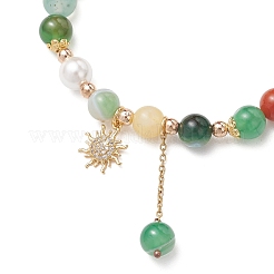 3 bracciale con perline rotonde in agata naturale striata&nbsp;BJEW-JB11924