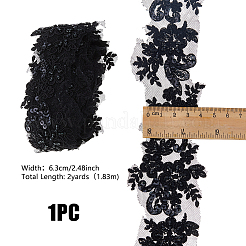 2yards de bordure en dentelle brodée de fleurs en polyester avec perles de verre&nbsp;OCOR-DC0001-27B