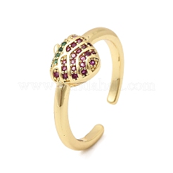 Anillos abiertos de latón con micro pavé de circonita cúbica&nbsp;RJEW-C164-04B-G