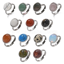 Halbrunde Fingerringe aus natürlichen und synthetischen Edelsteinen&nbsp;RJEW-M062-01P-23
