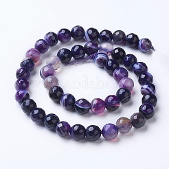 Chapelets de perles en agate à rayures naturelles/agates à bandes&nbsp;G-G753-07-8mm