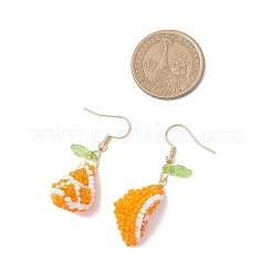 Boucles d'oreilles pendantes orange en perles de verre faites à la main&nbsp;EJEW-MZ00540-02