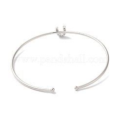 Braccialetti aperti con lettera in micro pavé di ottone placcato a cremagliera con zirconi trasparenti&nbsp;BJEW-A018-01P-U