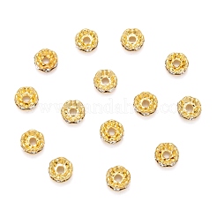 Perles d'espacement en strass cristal de qualité A en laiton&nbsp;RB-A006-6MM-G