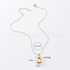 3 collana con ciondolo in acciaio inossidabile francese e perla finta di avocado per donna&nbsp;MX4396
