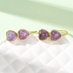 Valentinstag-Herzohrstecker aus natürlichem Amethyst&nbsp;EJEW-T053-01G-09