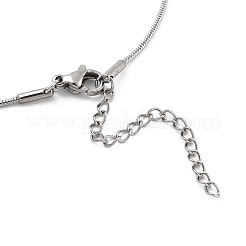 Collane con ciondolo a forma di fiocco con catena a serpente rotonda in acciaio inossidabile 304 per donna&nbsp;NJEW-Z050-01P-01