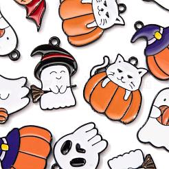 28 piezas 7 estilo halloween tema electroforesis negro aleación esmalte colgantes&nbsp;ENAM-LS0001-52