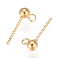 202 Ohrstecker-Beschläge aus Edelstahl mit Kugeln&nbsp;STAS-F141-06G-4mm