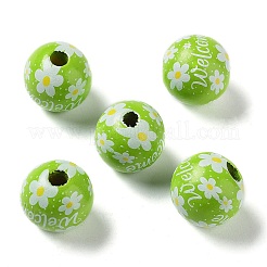 Perles européennes en bois imprimé sur le thème de Pâques&nbsp;WOOD-M010-02A