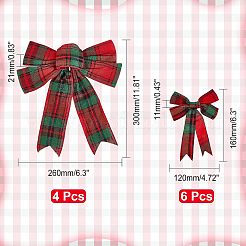 10 pieza de lazo de poliéster con estampado de tartán navideño de 2 estilos&nbsp;AJEW-CA0002-64