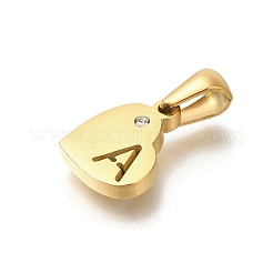 Pendentifs en forme de cœur en acier inoxydable 304 avec strass&nbsp;STAS-Z103-01G-01