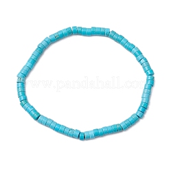 Braccialetti elastici in perline turchesi naturali per uomo e donna&nbsp;BJEW-JB11670-06