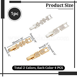 8 fermoir déployant en laiton micro pavé de zircone cubique transparente&nbsp;KK-AR0004-76