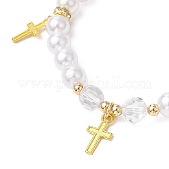 Bracciali elastici in plastica abs perline imitazione perla&nbsp;BJEW-JB11778-01
